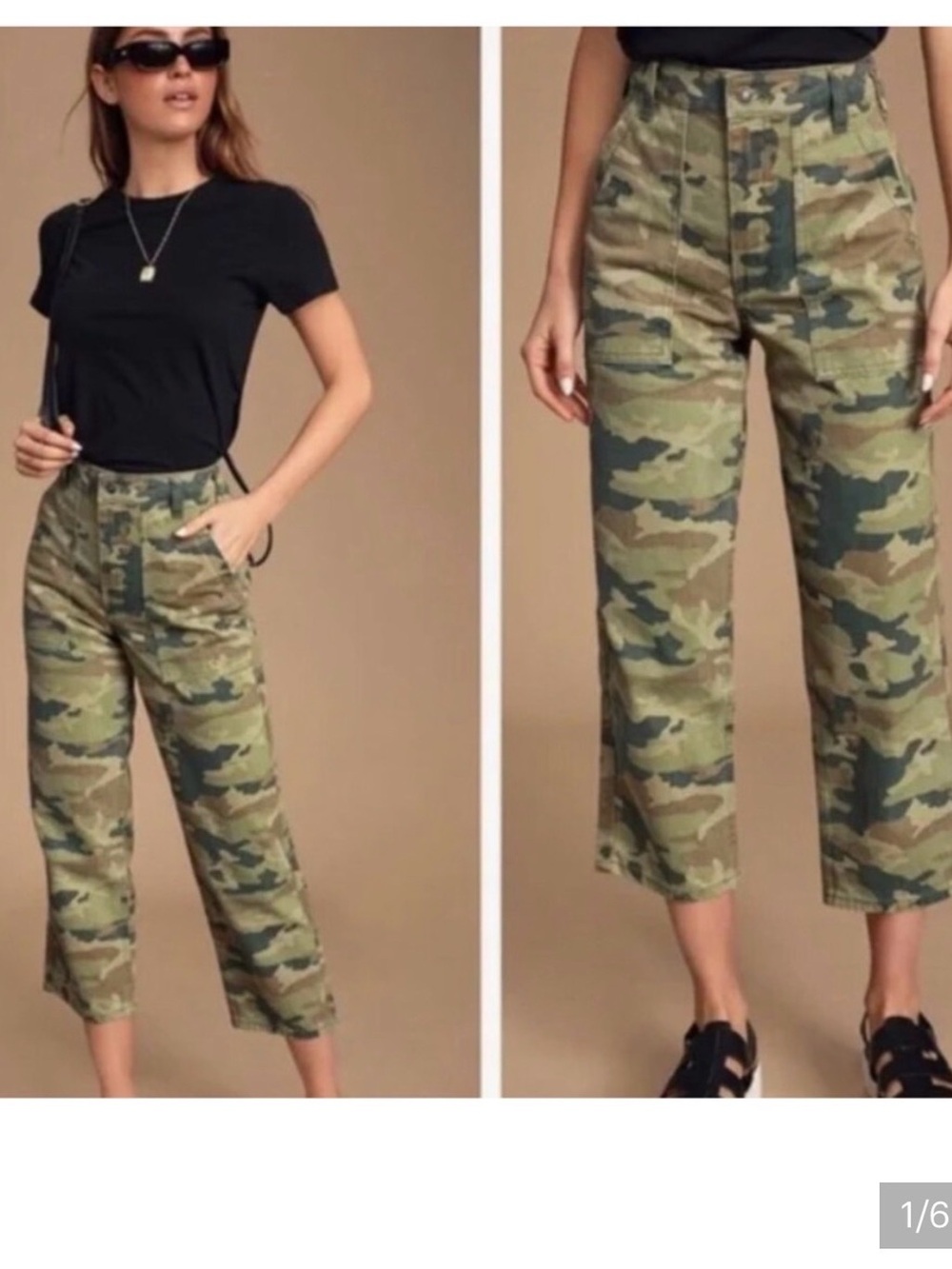 We the Free Camo High-Waist Cropped Utility Pants - Green Camo
